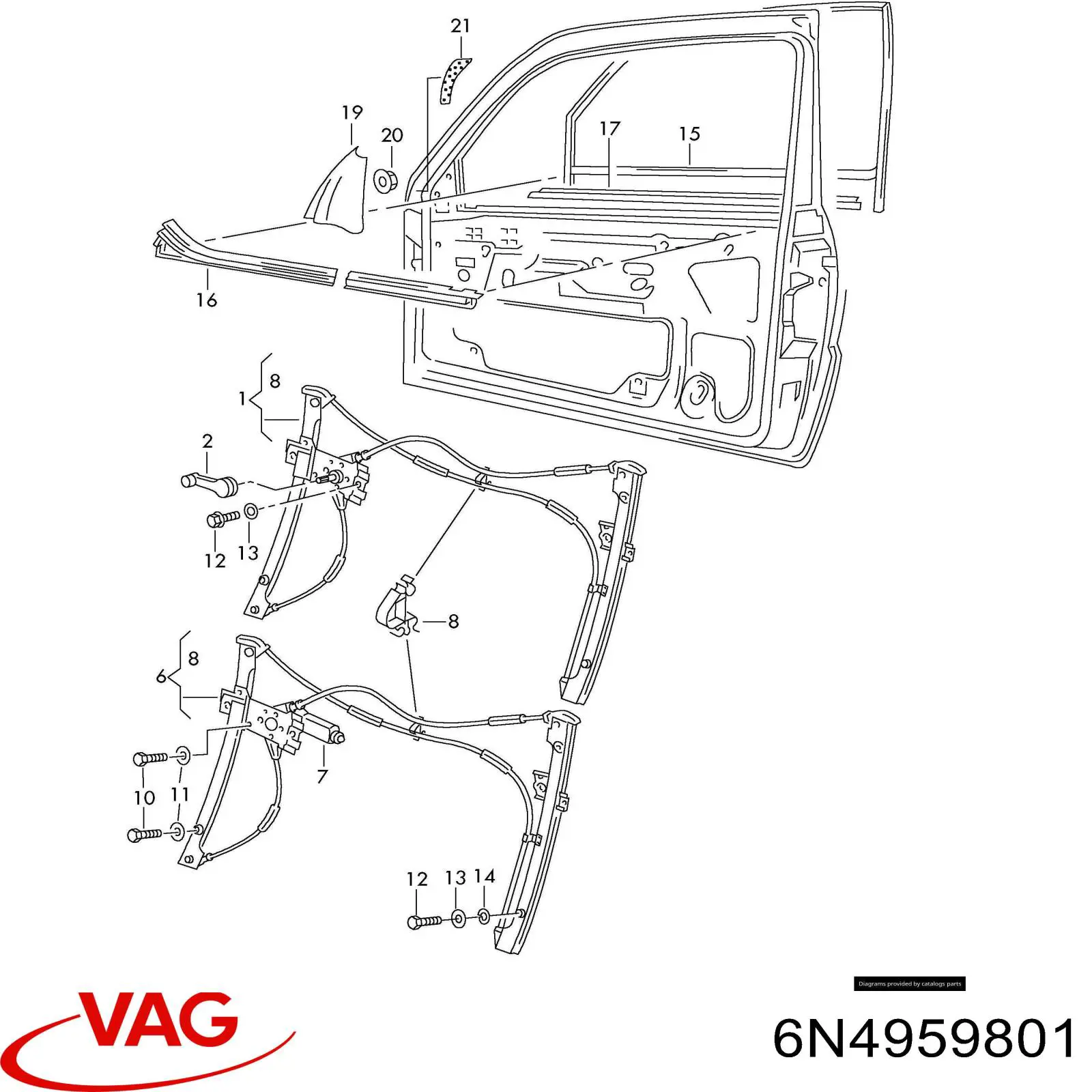 Двигун склопідіймача двері передньої, правої VAG 6N4959801 ціна, від 28.22 USD
