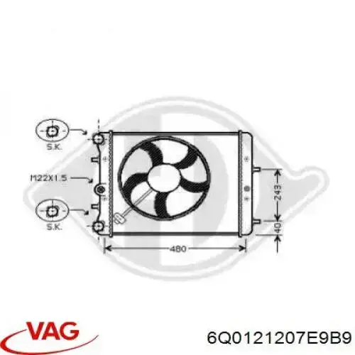 Дифузор (кожух) радіатора охолодження 6Q0121207E VAG