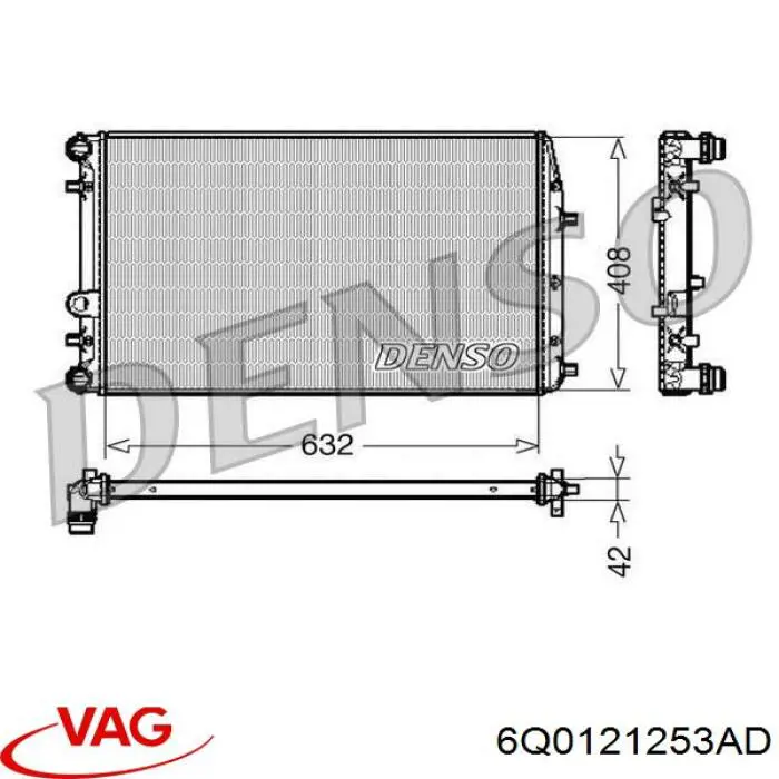 Радіатор основний VAG 6Q0121253AD ціна, від 1858.36 UAH