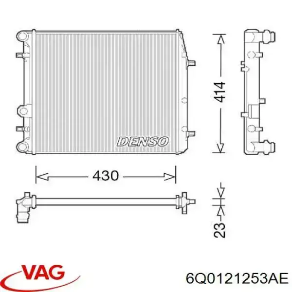 Купити 6Q0121253AE VAG Радіатор двигуна