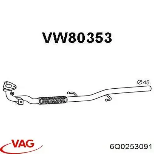 Купити 6Q0253091 VAG Глушник, передня частина