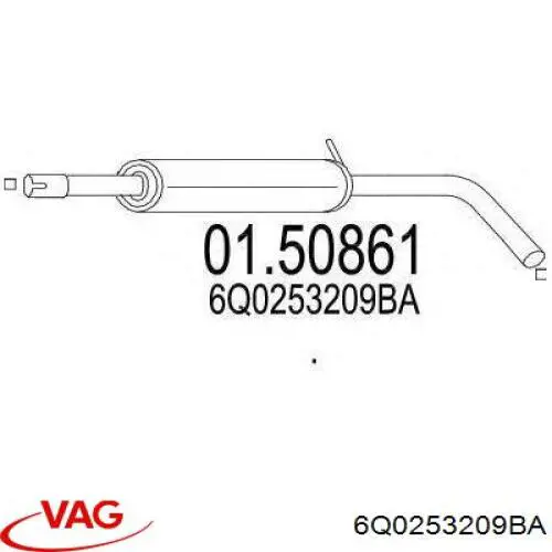 Глушник VAG 6Q0253209BA ціна, від 32.16 USD