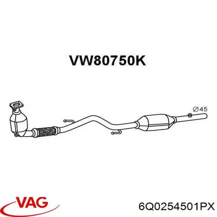 Конвертор-каталізатор (каталітичний нейтралізатор) 6Q0254502TV VAG