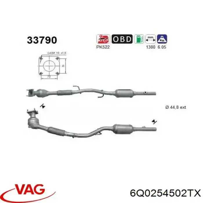 Купити 6Q0254502TX VAG Перетворювач відпрацьованих газів