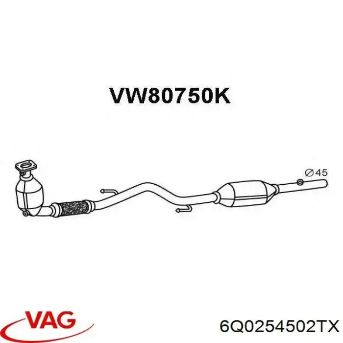 6Q0254502TX VAG Каталітичний нейтралізатор відпрацьованих газів