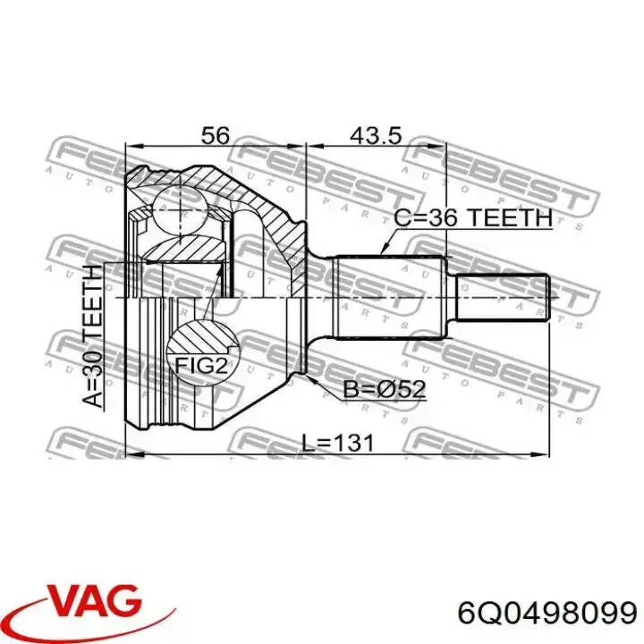 ШРУС зовнішній VAG 6Q0498099