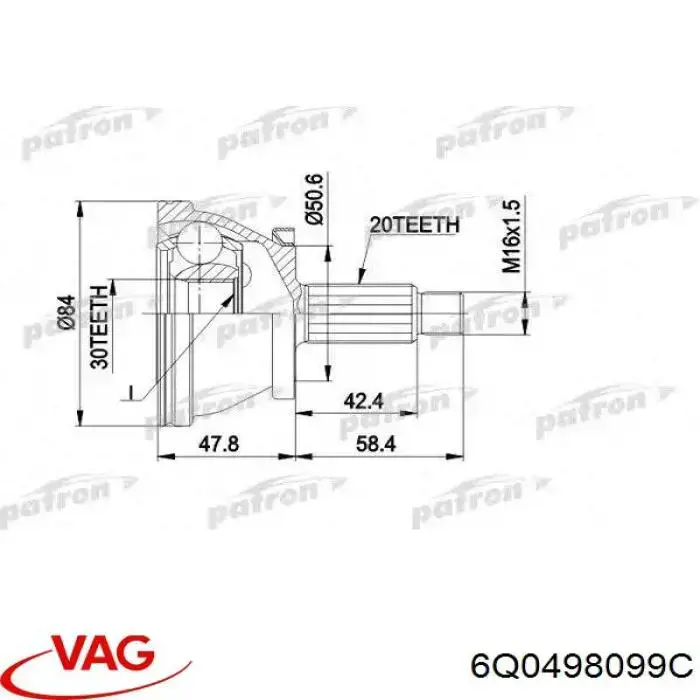 Граната колісна VAG 6Q0498099C ціна, від 22.29 USD