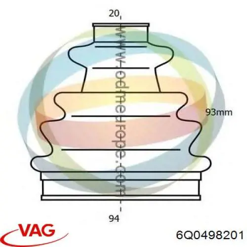 Пильник ШРУСа внутрішній, передній піввісі VAG 6Q0498201