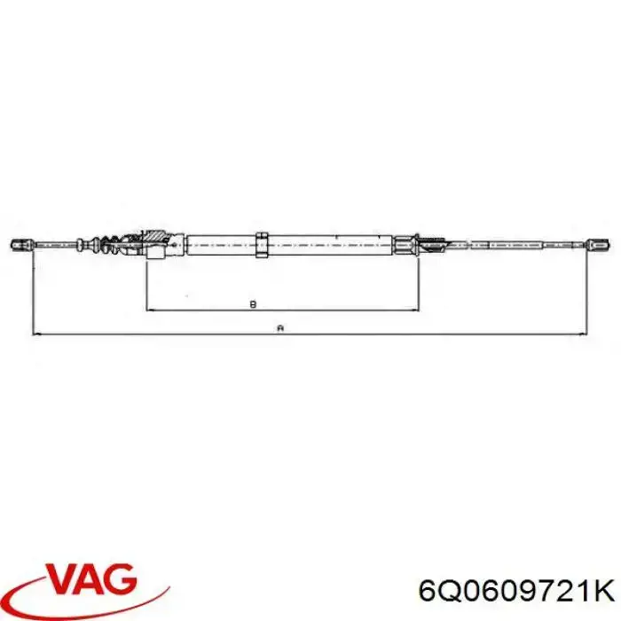 Трос ручного гальма задній, правий/лівий VAG 6Q0609721K ціна, від 7.92 USD