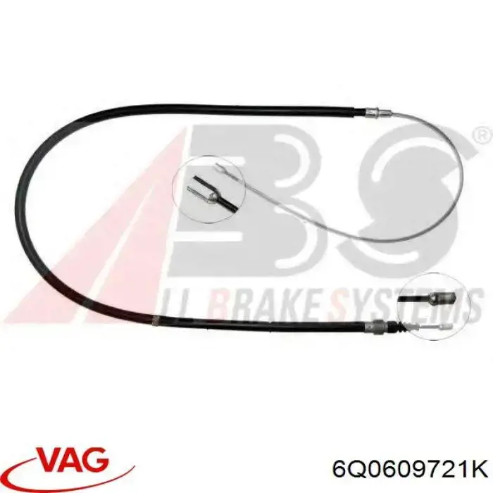 Купити 6Q0609721K VAG Трос ручного гальма задній, правий/лівий