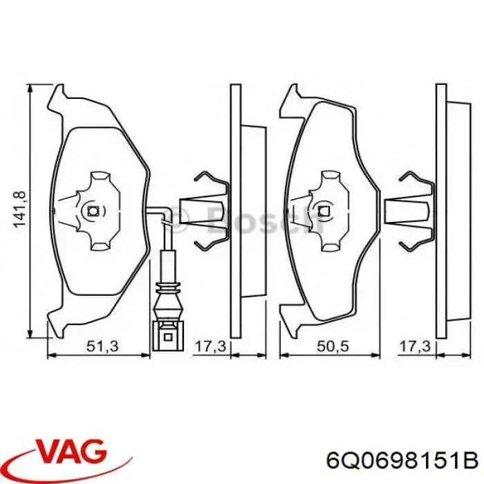 Тормозні колодки VAG 6Q0698151B