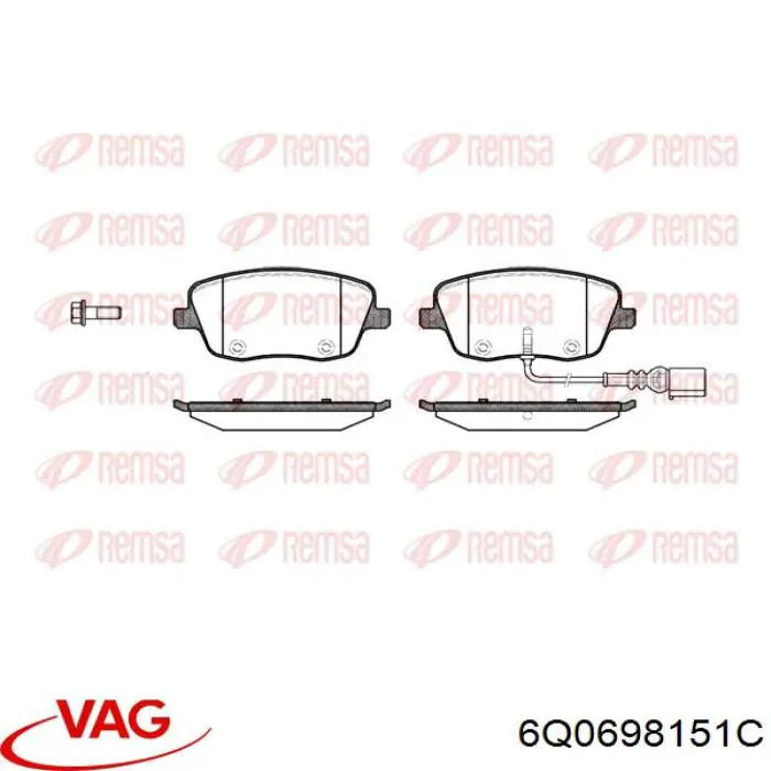 Передні тормозні колодки 6Q0698151C VAG