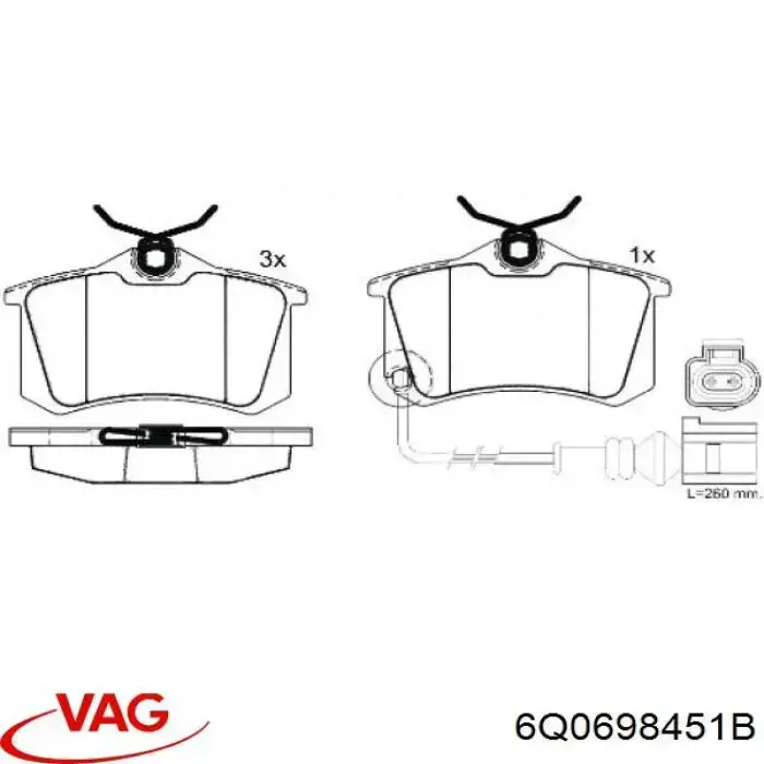 Задні дискові колодки VAG 6Q0698451B
