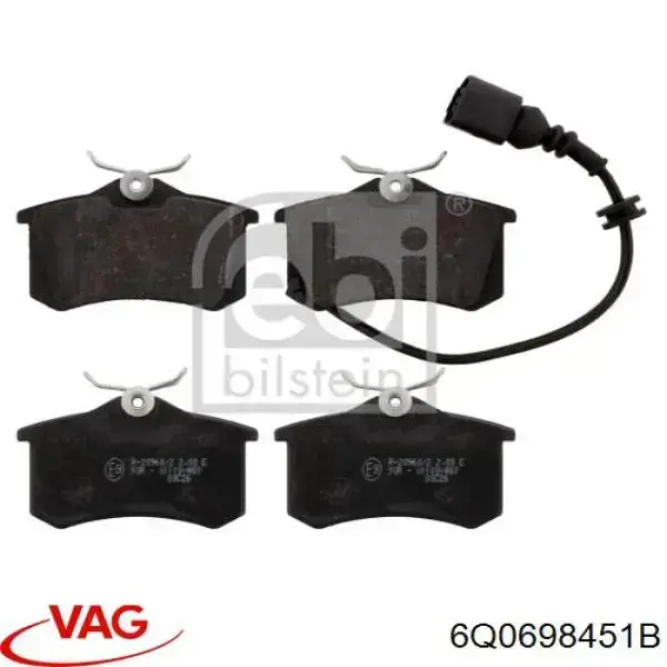 Купити 6Q0698451B VAG Задні колодки
