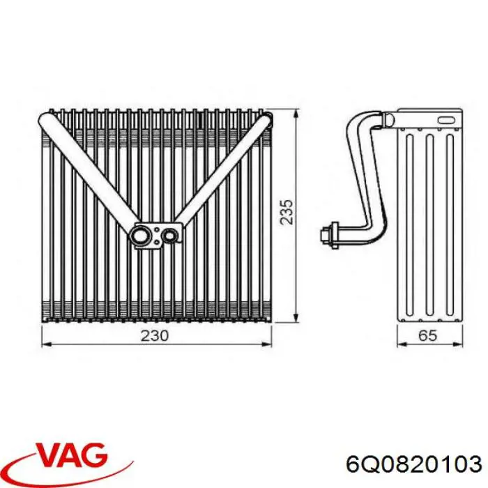 Випаровувач кондиціонера VAG 6Q0820103 ціна, від 58.92 USD
