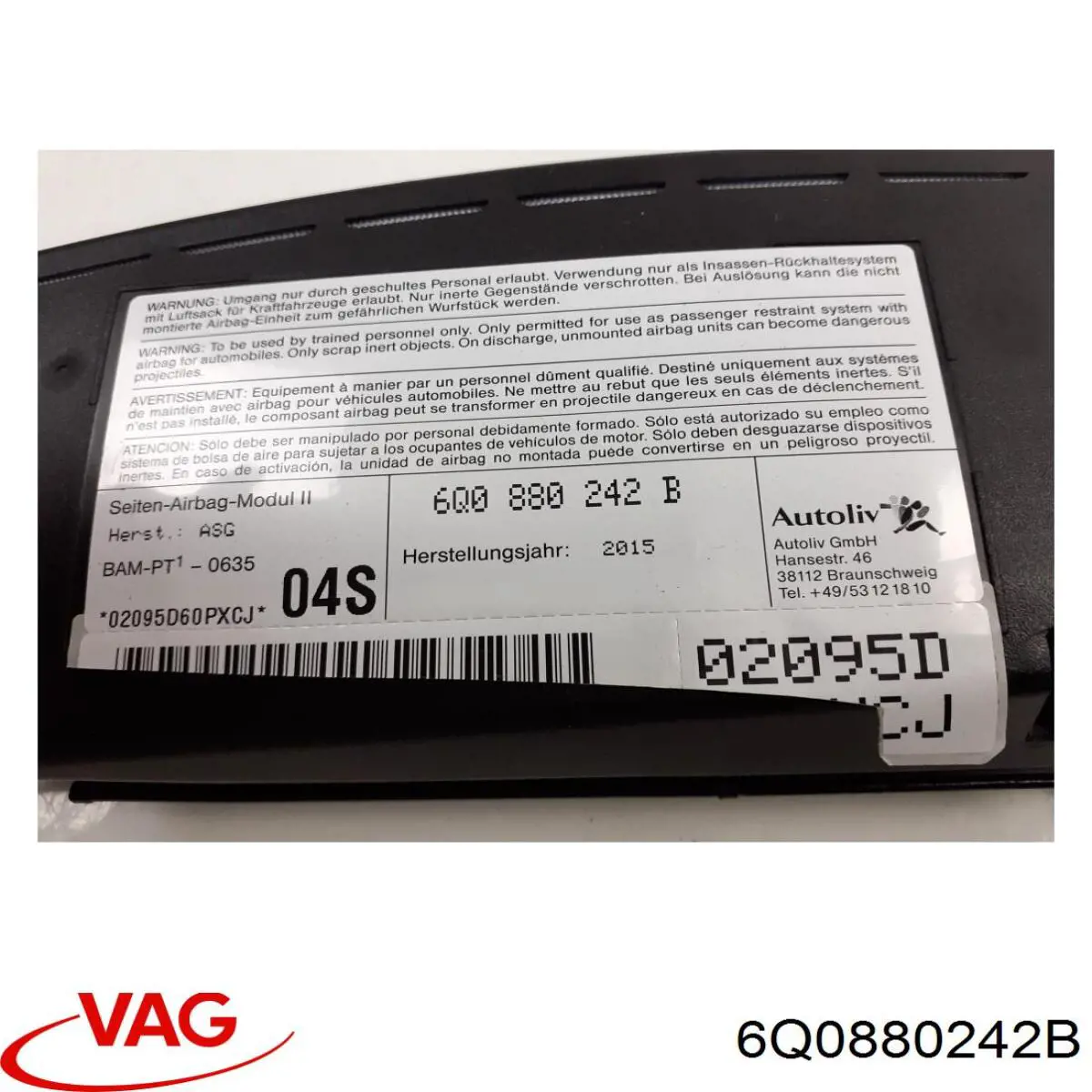 Подушка безпеки, збоку, права, AIRBAG VAG 6Q0880242B ціна, від 59.26 USD