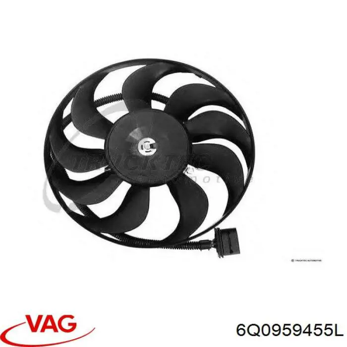 6Q0959455L VAG електровентилятор охолодження в зборі (двигун + крильчатка, правий)