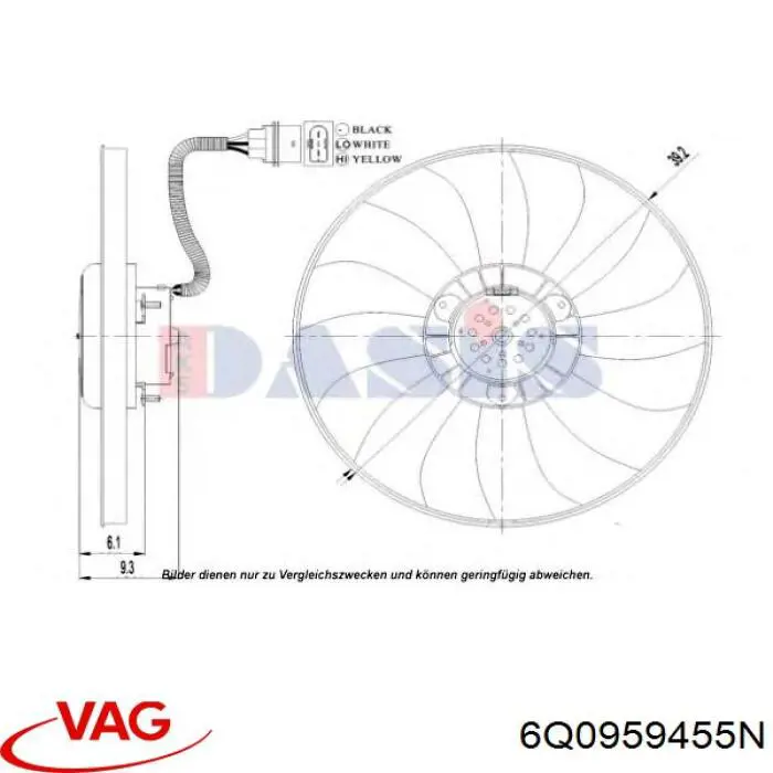 Купити 6Q0959455N VAG Електровентилятор охолодження в зборі (двигун + крильчатка)