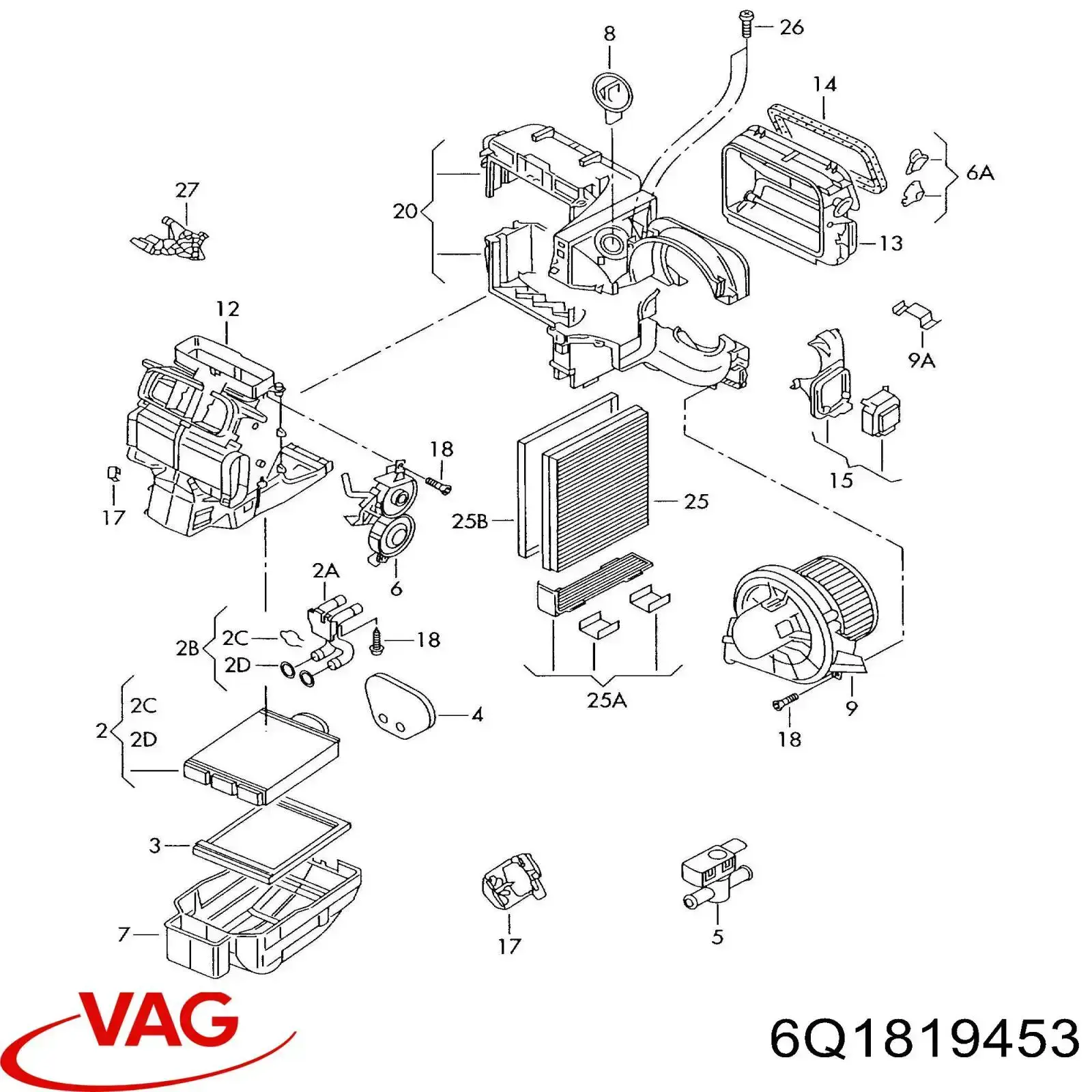 6Q1819453 VAG Мотор заслінки печі