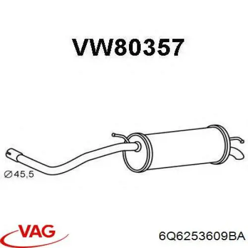 Вихлопна труба VAG 6Q6253609BA ціна, від 120.67 USD