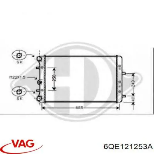 Радіатор основний VAG 6QE121253A ціна, від 40.11 USD