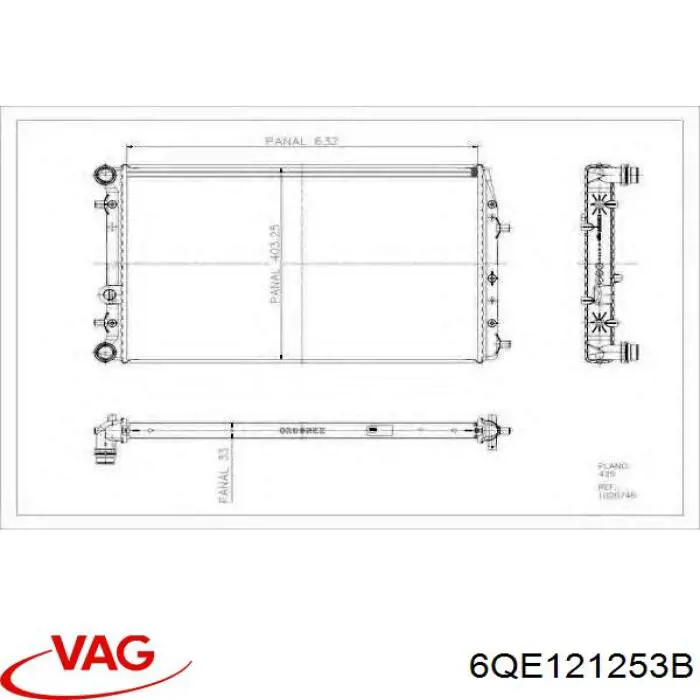 Купити 6QE121253B VAG Радіатор двигуна
