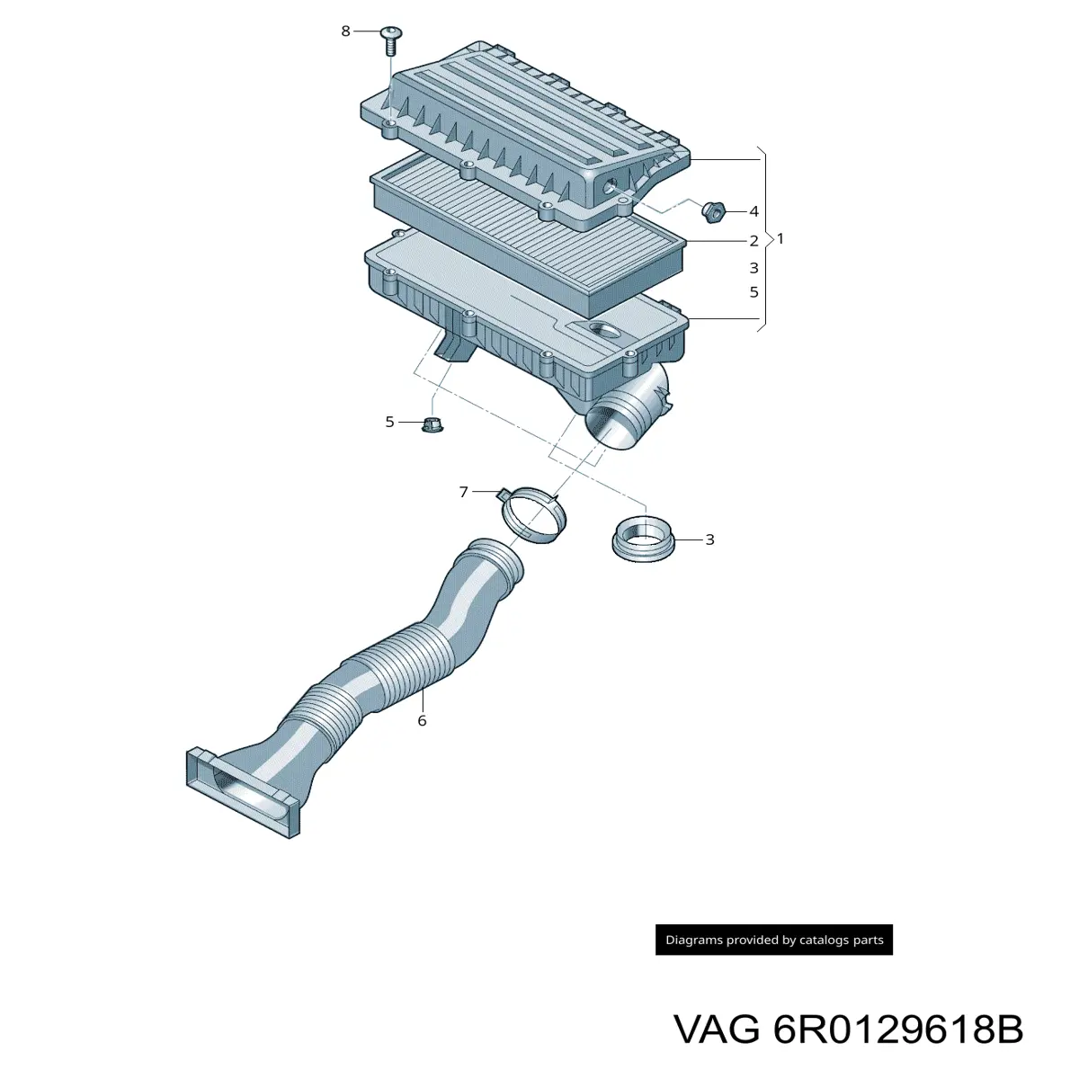 Повітрозабірник повітряного фільтра 6R0129618B VAG