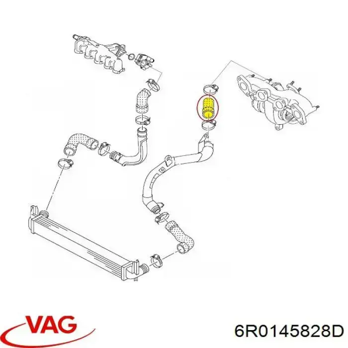 Шланг/патрубок интеркуллера 6R0145828D VAG