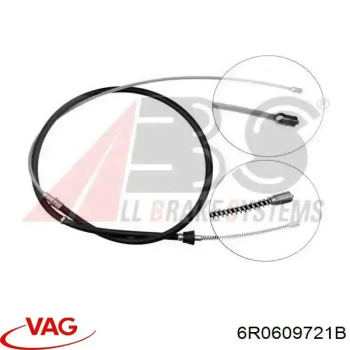 6R0609721B VAG Трос ручного гальма задній, правий/лівий