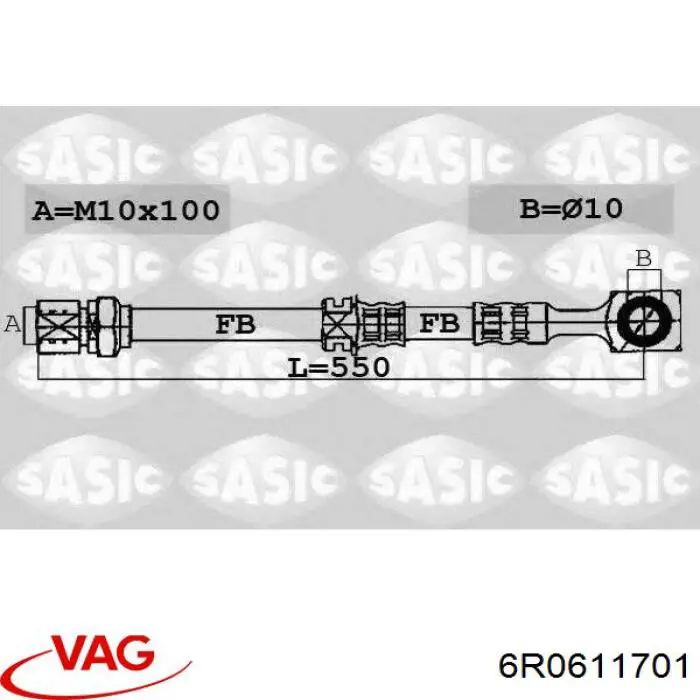 Шланг гальмівний передній 6R0611701 VAG