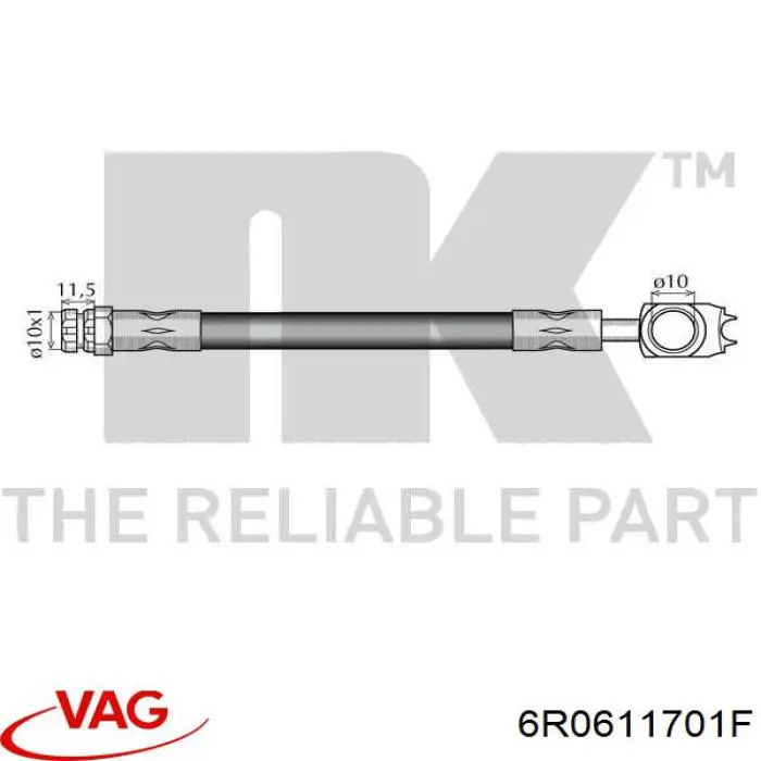 Купити 6R0611701F VAG Гальмівні шланги передні