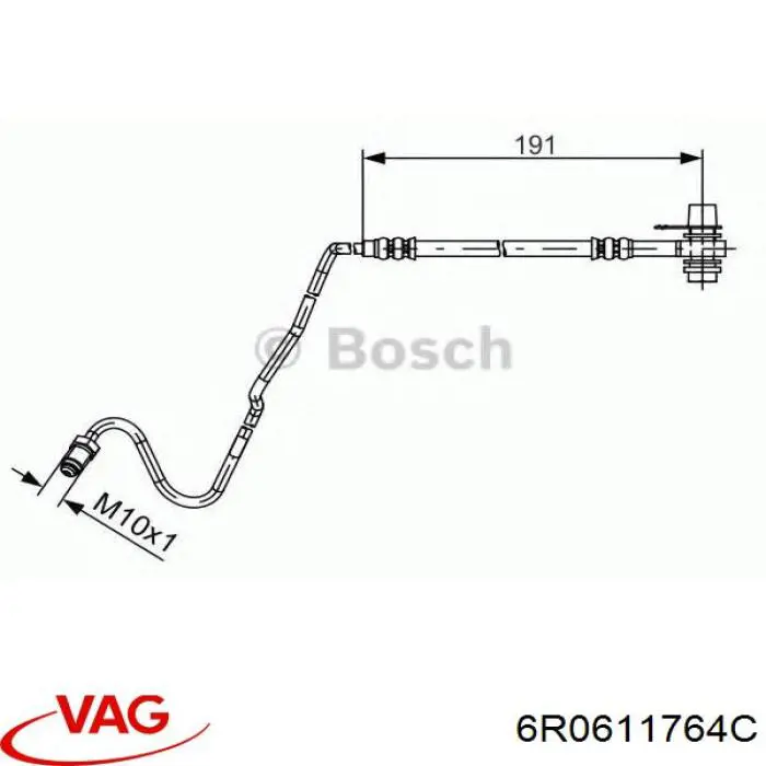 Купити 6R0611764C VAG Шланг гальмівний задній, правий