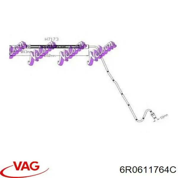 Шланг гальмівний задній, правий VAG 6R0611764C ціна, від 20.75 USD