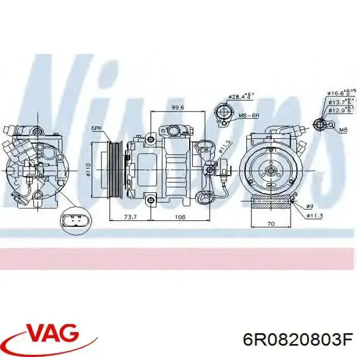 Компресор системи кондиціювання VAG 6R0820803F ціна, від 134.98 USD