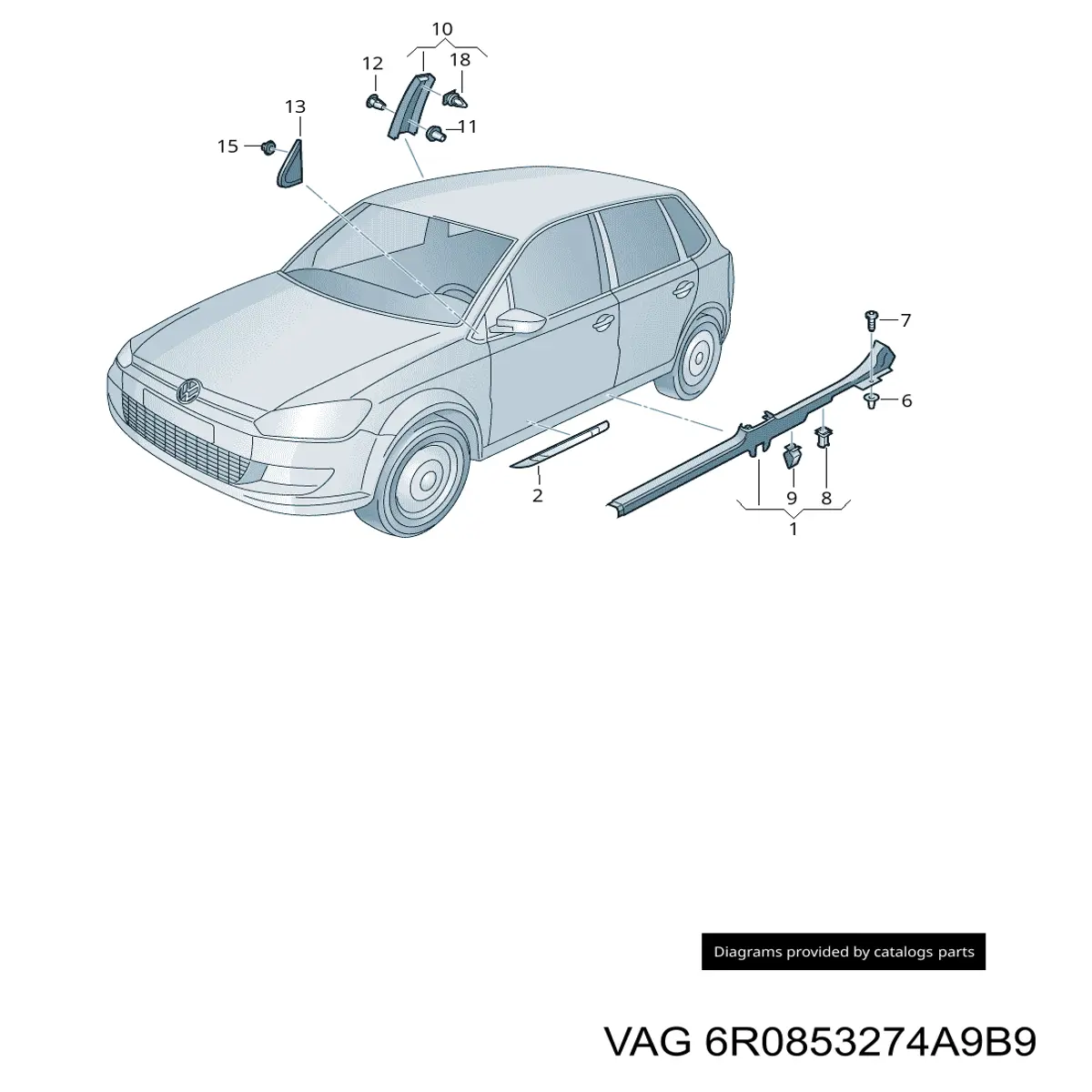 Купити 6R0853274A9B9 VAG Накладка/кришка дзеркала заднього виду, права