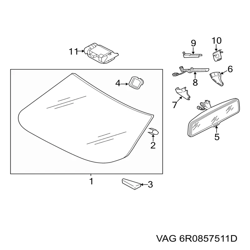 Дзеркало заднього виду в салоні VAG 6R0857511D ціна, від 7.62 USD