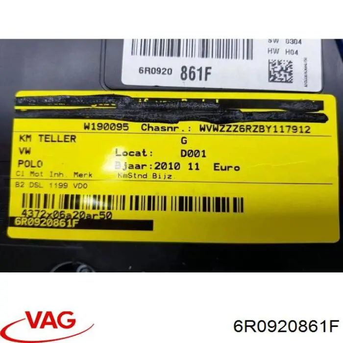 Приладова дошка-щиток приладів 6R0920861F VAG