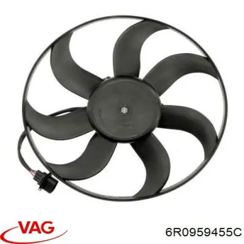 6R0959455C VAG Електровентилятор кондиціонера в зборі (двигун + крильчатка)