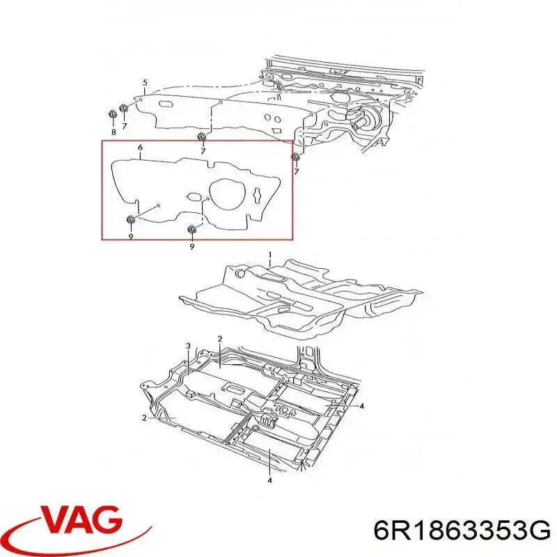 Шумоізоляція моторного щита VAG 6R1863353G ціна, від 38.70 USD