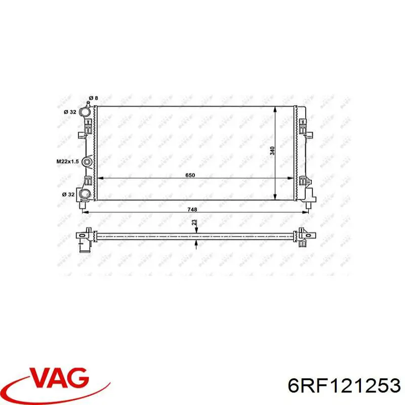 6RF121253 VAG радіатор охолодження двигуна