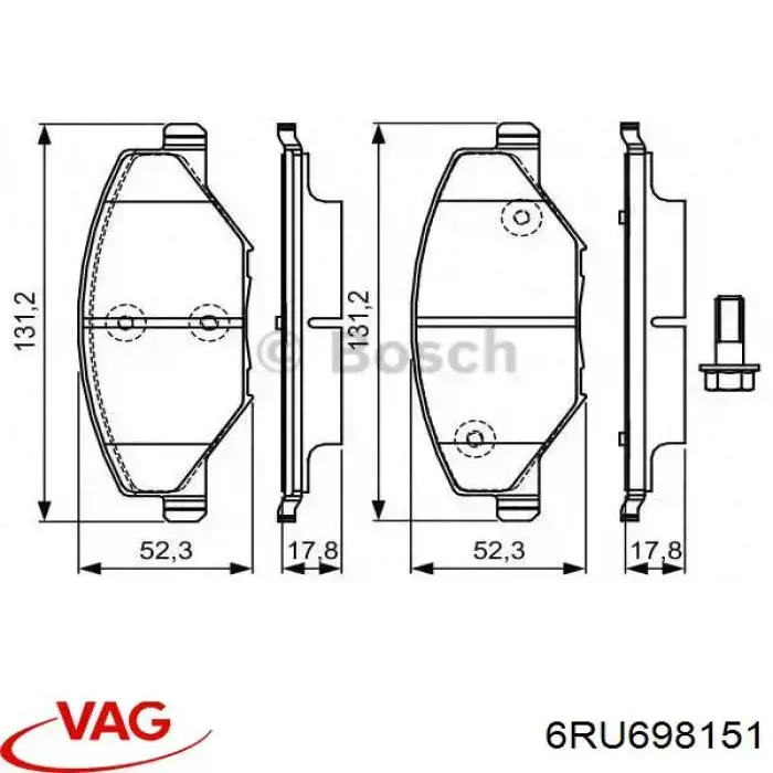 Передні тормозні колодки 6RU698151 VAG