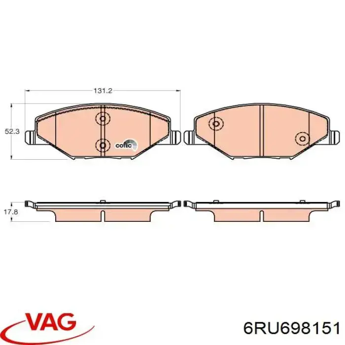 Купити 6RU698151 VAG Колодки гальмівні передні, дискові