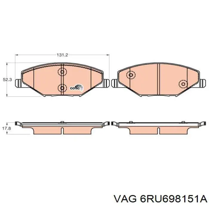 Купити 6RU698151A VAG Колодки гальмівні передні, дискові