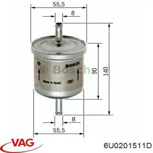 6U0201511D VAG фільтр паливний