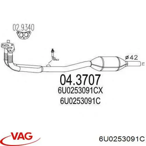 Купити 6U0253091C VAG Перетворювач відпрацьованих газів