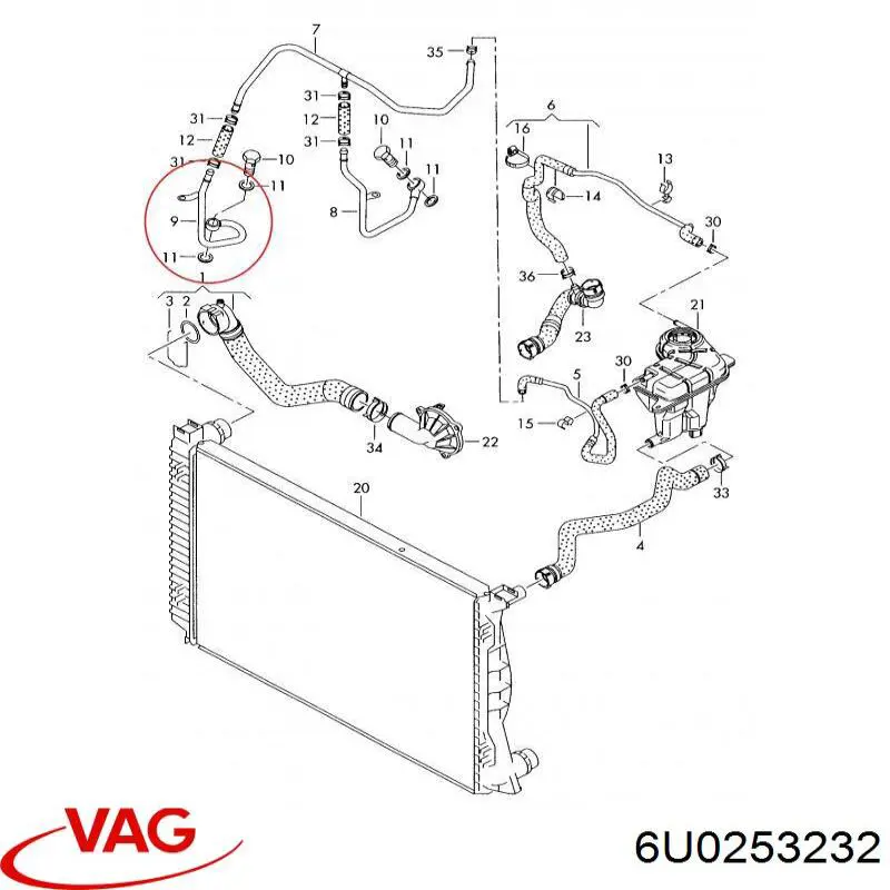 Купити 6U0253232 VAG Прокладка монтажна, глушника