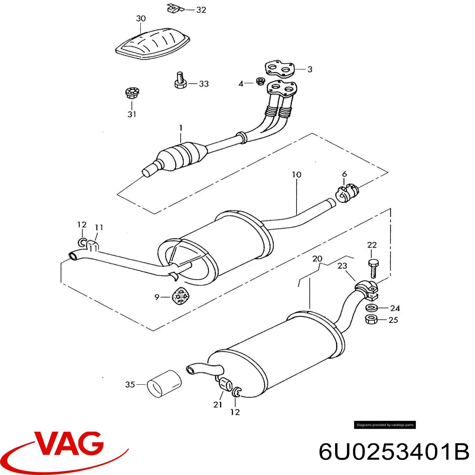Глушник VAG 6U0253401B ціна, від 37.04 USD
