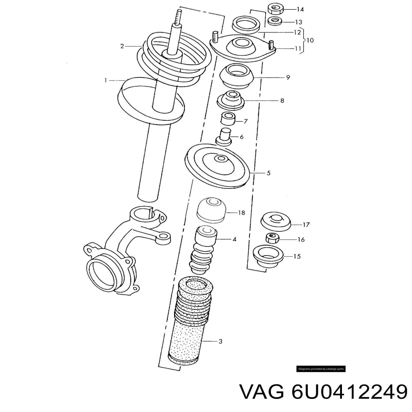Підшипник опорний амортизатора, переднього VAG 6U0412249 ціна, від 2.57 USD