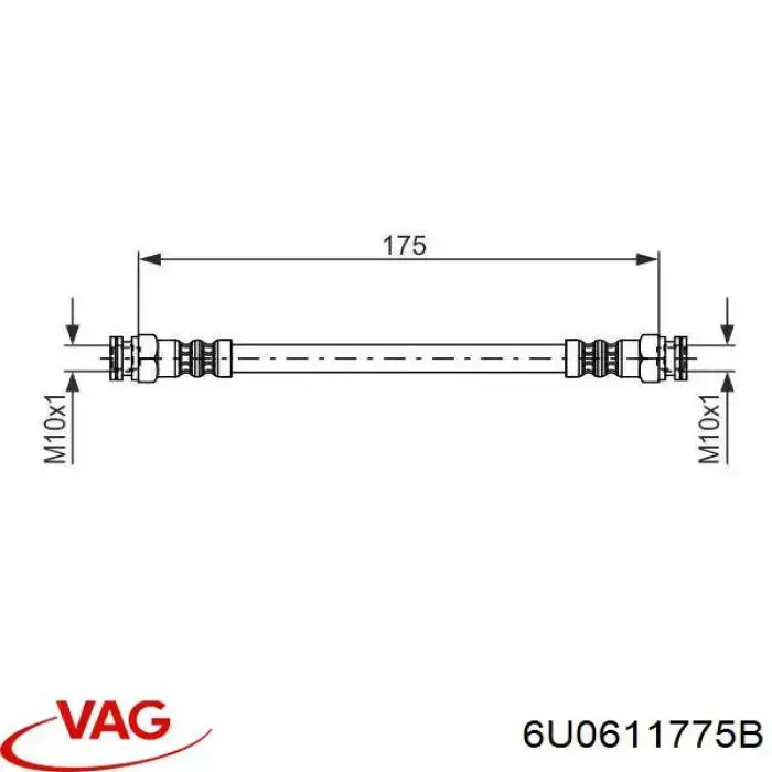 Шланг гальмівний задній 6U0611775B VAG