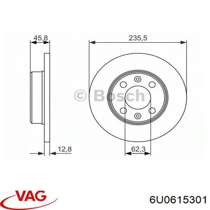 Купити 6U0615301 VAG Ротор гальмівний